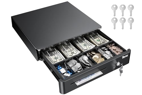 Tera Cash Register Drawer 13 Inch: 4 Bill 6 Coin Media Slot for POS, 330R