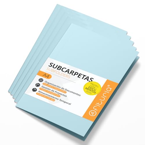 A4 Cardboard Subfolders, Paper Filing Folders 180 g, File Folder for Documents, Pack of 50 Coloured Office Subfolders for Filing and Sorting Papers – Ofituria (Blue)