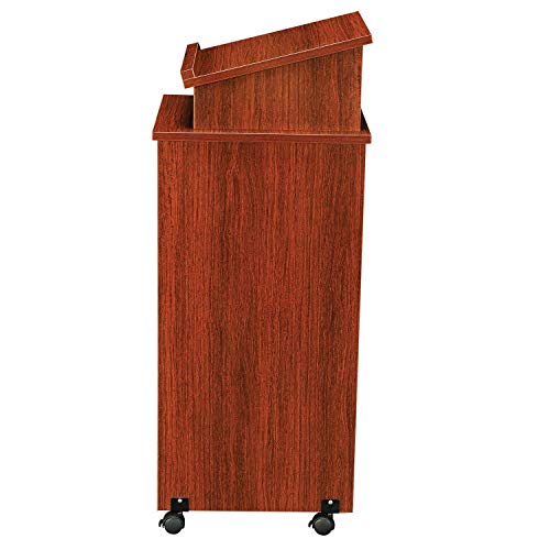 Global Industrial Mobile Lectern, Mahogany, 18" W x 18" D x 44" H
