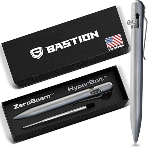 BASTION Titanium Bolt Action Pen, Gift Pens for Men, Tactical EDC, Silver