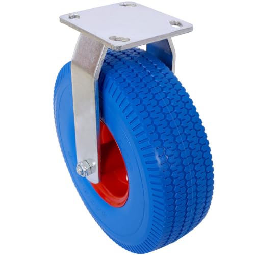 10 Inch Heavy Duty Caster Wheels Set of 4, Industrial Swivel and Rigid Rubber Casters with 5/8 Inch Bore Steel Hub, 350 LBS Capacity Flat Free Cart Wheels for Workbench Trolley Cabinet Wagon