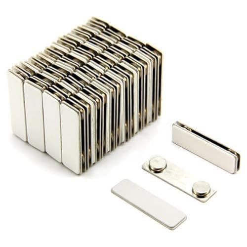 Magnet Expert® Magnetic Name Badge with Self Adhesive - Metal Back (45mm x 13mm) (Pack of 50)