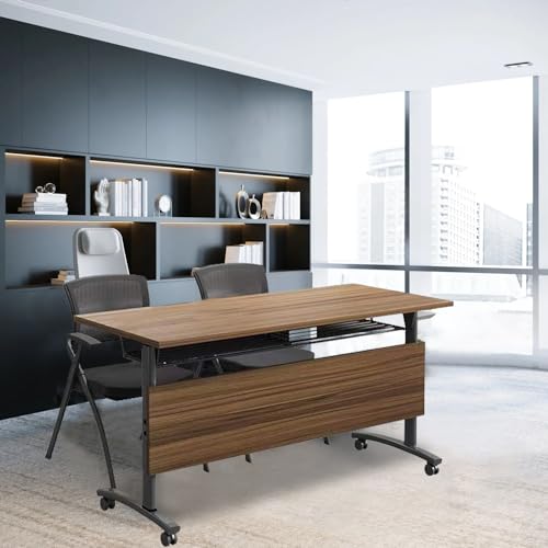 Foldable Conference Table,Flip Top Rolling Conference Tables,Mobile Training Table with Wheels,Modern Large Coference Room Tables,Folding Meeting Table for Office,Classroom (1pack 47.2 * 23.6 * 29.5)
