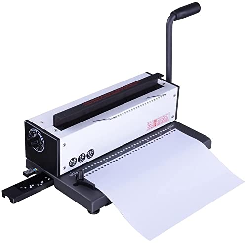 INTSUPERMAI Wire Coil 34 Holes Punching Binding Machine Binder Puncher with All Steel Structure 120 Pages / 20Lb(80g) Paper Binding Capacity 3:1 Punching Binding Machine