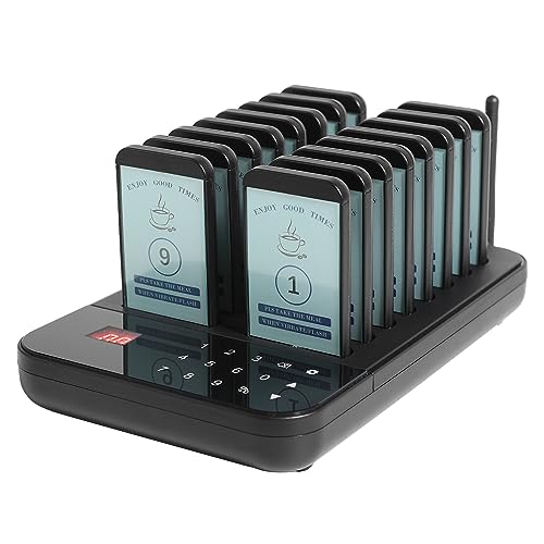 AGJ Restaurant Pager Wireless Calling System 16 Beepers Guest Customer Queue Pagers for Food Court Food Truck Church Nursery Clinic Coffee Shop with Buzzer Vibration Flash