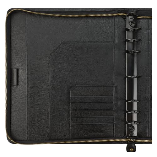 FranklinCovey - Tyler Ring-Bound Binder for FranklinCovey Planners | Leather - Zipper Binder (Monarch, Black)