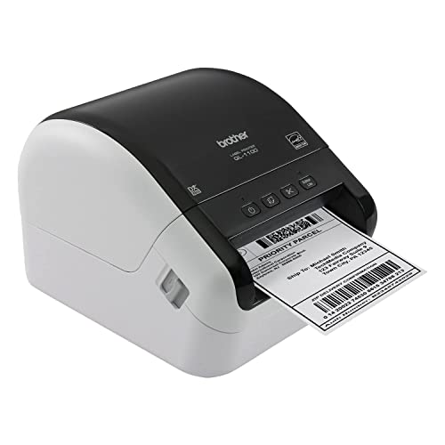 Brother QL-1100 Wide Format Wired Thermal Label Printer, Black - USB Connectivity, 4" Wide, 300 x 300 dpi, 69 Labels Per Minute Professional, Includes 1 Roll of 400 Address Labels