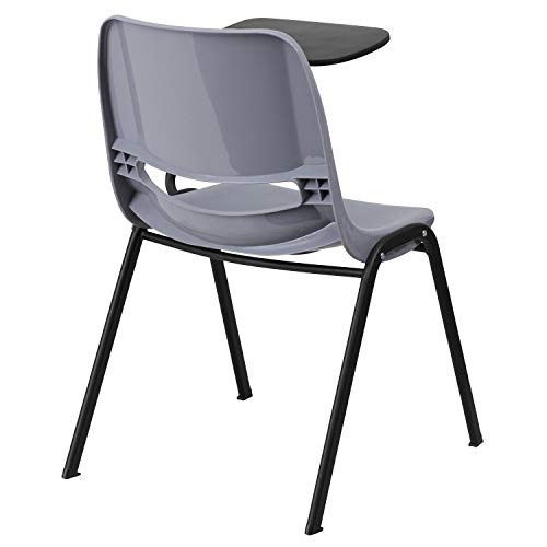 Flash Furniture Gray Ergonomic Shell Chair with Left Handed Flip-Up Tablet Arm