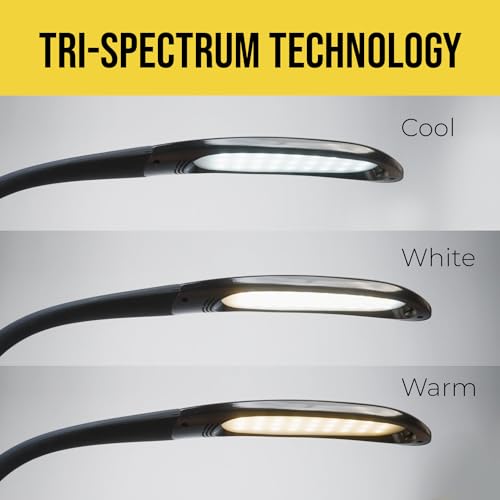 Stella Edge Premium 10W LED Desk Clamp Task Lamp-Black-Adjustable Dimmable Low Vision Natural Table Light - Bright Macular Degeneration Aid Lighting - Hobby, Crafting, Sewing, Artist, Reading, Office