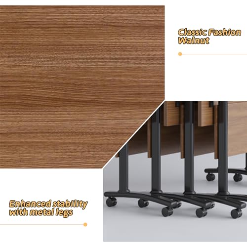 Foldable Conference Table,Flip Top Rolling Conference Tables,Mobile Training Table with Wheels,Modern Large Coference Room Tables,Folding Meeting Table for Office,Classroom (1pack 47.2 * 23.6 * 29.5)