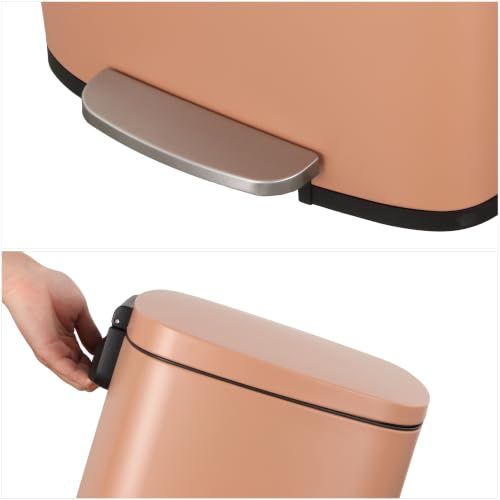 happimess Connor 2-Piece Iron Trash Can, Clay Rose