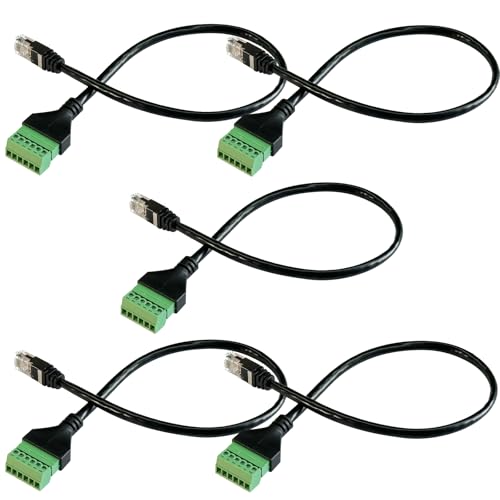Jienk 5Pcs RJ11 Male to 6Pin Terminal Adapter for Cat3 Telephone Handset