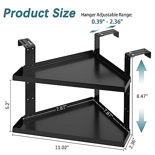 11 Inch 2-Tier Hanging Cubicle Shelf with Adjustable Hooks, Metal Organizer