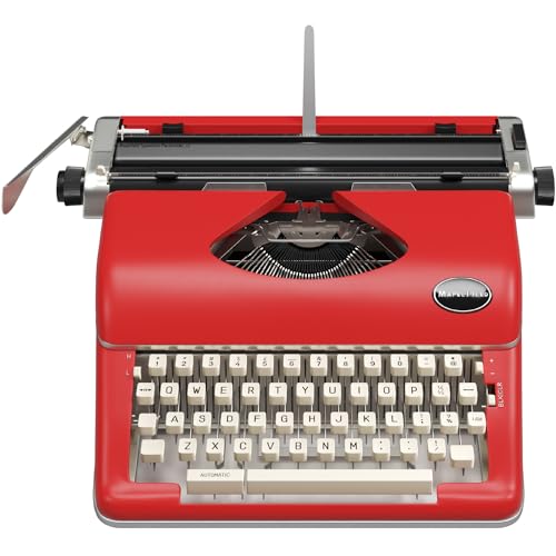 Maplefield Vintage Manual Typewriter Machine - Red Typewriter for Writers & Authors - Antique Desk Decor & Office Accessory - Compact Design & Easy Setup