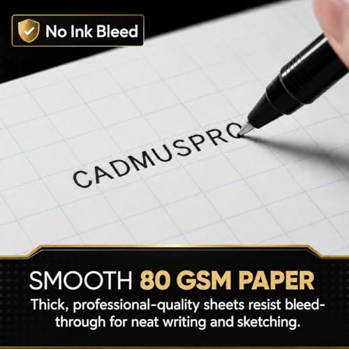 CADMUSPRO 8.5x11 Graph Paper Pads, 80 GSM, 3 Pack, 150 Sheets