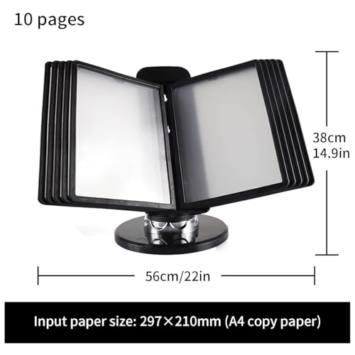 Magnetic Flip-Page Folders, 10 Double-Sided Display Pockets, Catalog Rack A4 Documents