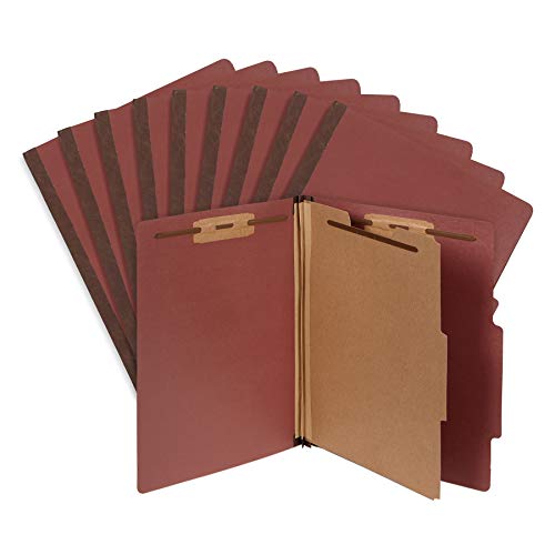 Blue Summit Supplies 10 Classification Folders, 1 Divider, Red