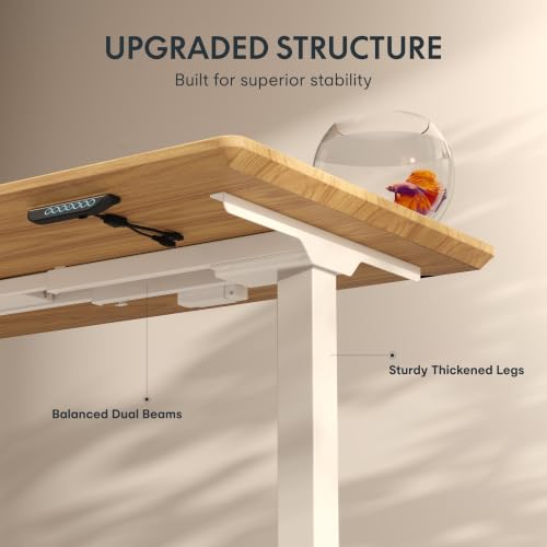 FLEXISPOT E6 MAX Solid White Oak Wood Dual Motor Standing Desk, 55 x 28