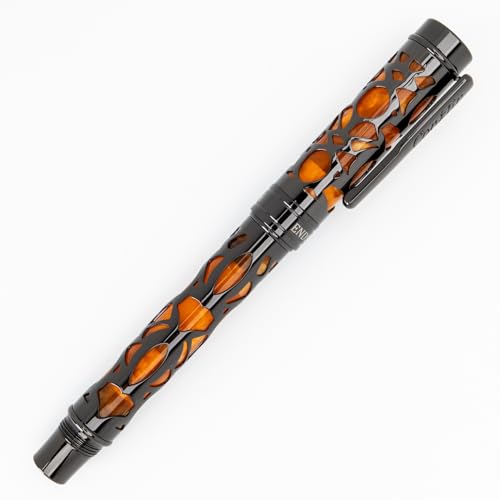 Conklin Endura Deco Crest Fountain Pen in Orange with Rose Gold Accents – Medium Nib, Refillable Luxury Writing Instrument