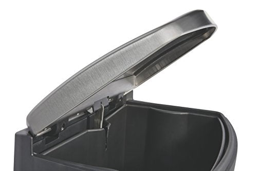 Rubbermaid Commercial Products Slim Jim Front Step-On Trash Can, 4-Gallon, Black Stainless Steel, Hands-Free Garbage Can/Container for Home/Kitchen/Office/Restaurant