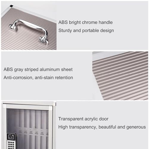 Wall-Mounted Cell Phones Storage Cabinet, Pocket Chart Storage Locker Box with Handle and Password Lock, Aluminum Alloy Mobile Phone Holder Organizer, for Office Classroom Gym, 60 grids