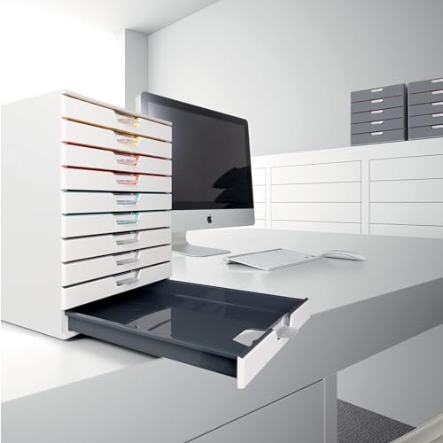 Durable, Varicolor Drawer Organizer, 10 Color Coded Drawers, White