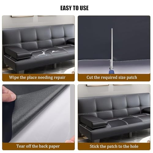 Fabric Adhesives Light Gray Leather Repair Patch Self Adhesive for Furniture Car Seats Couch Upholstery Waterproof Strong Hold Easy to Cut(27.2x196.9in)