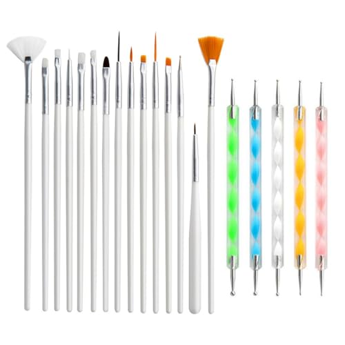 QVEZPRYX Mandala Tools 20-piece Nail Art Point Drill Pen Dotted Line Embellishing Clay