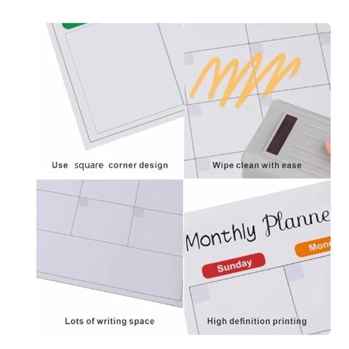 YTZJNZJNSR Magnetic Calendar for Fridge - Monthly & Weekly Planner Whiteboard - Dry Erase Fridge Sticker Message Board & Menu Organizer(3pcs with 5 pens)