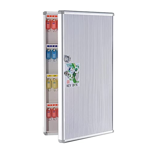 Key Cabinet Wall or Floor Mounted Safe Storage Box with 12 Hooks Waterproof Lock Box for Spare Key Storage for Indoor Outdoor Home Garage (Color : Silver Size : 120) (Silver 12)