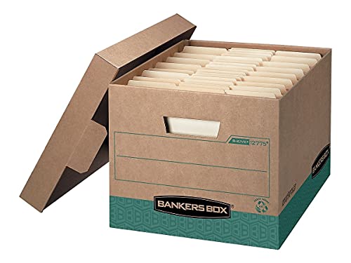 Bankers Box 12775 Storage Box, LTR/Lgl, 800 lbs,12-Inch x15-Inch x10-Inch, 12/CT, KFT/GN