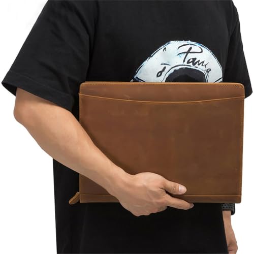Leather Zipper Padfolio Organizer, Fits 12.9" iPad,Business Document Folder