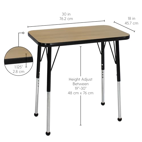 FDP 18" x 30" Rectangle Table with Standard Ball Glide Legs - Oak/Black