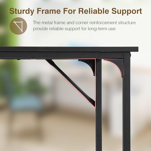 FDW 47 inches Computer Desk/Home Office Desk/Writing Study Table/Modern Simple Style PC Desk with Metal Frame,Black