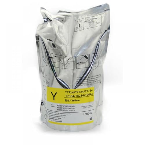 WYLLIYUS 1000ML T8231 Ink Bag Compatible with B6080 B7080 B9080 Dye Ink T8232 T8233 T8234 Ink Bag with Chip(1000M-Y-With Chip)