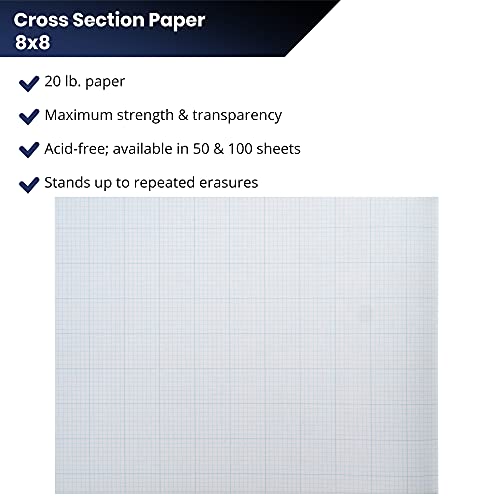 Pacific Arc Cross Section Paper Pad, 100 Sheets, 11 Inch x 17 Inch, 8 x 8 Grid