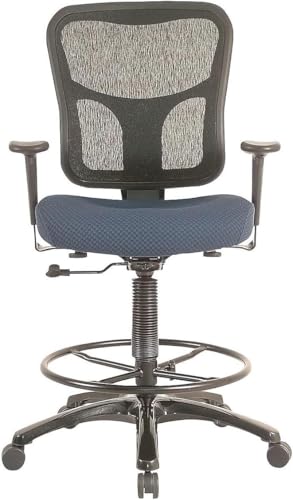 Tempur-Pedic TP8200C Fabric Drafting Stool with Backrest and Footrest with Lumbar Support, with Tempur Material, Cooling Gel Layer, Navy