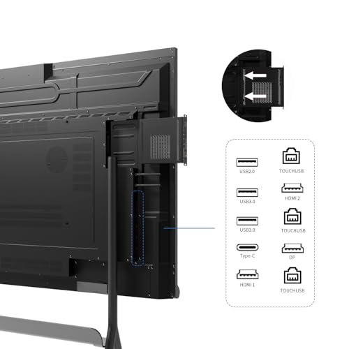 Tiburn INSPUR 65" Ultra 4K UHD Smart Board | Android 13 & Windows 11 Pro Dual OS, 8-Line Array Mic, Auto-Framing Webcam, Enterprise whiteboard for Office, Classroom, Conference Wall Mount Included