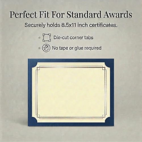 PaperDirect Elite Certificate Jackets, 9 Inches x 12 Inches Folded, Blue with Gold Foil, Certificate Cover for School, Work, Diplomas, Graduation & Awards, Certificate Holder, 50 Count