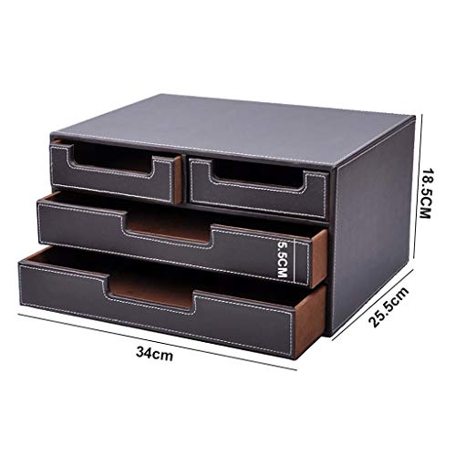 EliteBloom 4Drawer Organizer,Multi-Functional Leather File Cabinet Office Supplies Desktop Storage-2Color,B1