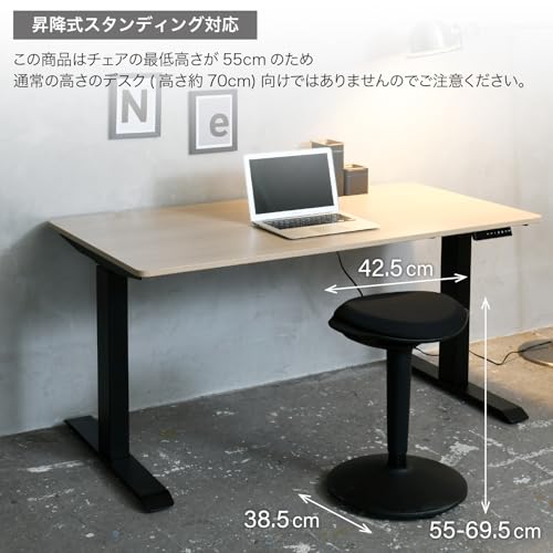 Yamazen HPSC-55 (LGY/WH) Elevating Chair (Supports Standing Desks), Gas Pressure Boost Type, Round Construction (Easy to Sit in Standing Position), Office Chair, Computer Chair, Easy Assembly, White,