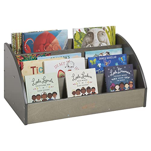 ECR4Kids 4-Shelf Toddler Book Display, Wooden Bookshelf, 30in W, Grey Wash