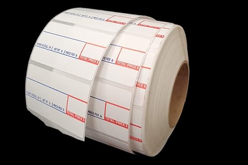 Aquos CAS Scale Labels Roll – White Label Roll for CAS Scales | Thermal Printer Stickers | Self Stick Deli Scale Labels for Food & Meat Packaging (24 Rolls, 8000)