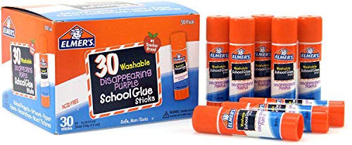 Disappearing Purple School Glue, Washable, 30 Pack, 0.24-Ounce Sticks (2 Pack)