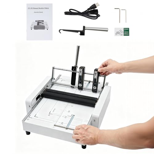 LNUJIUN A3 Paper Folding & Binding Machine, 2 in 1 Booklet Folding Binding Machine, 60W 110V Multifunctional Book Maker Stapling for Homes, Schools, Printing Stores