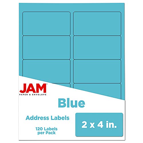 JAM PAPER Shipping Address Labels - Standard Mailing - 2 x 4 - Blue - 20 Packs of 120