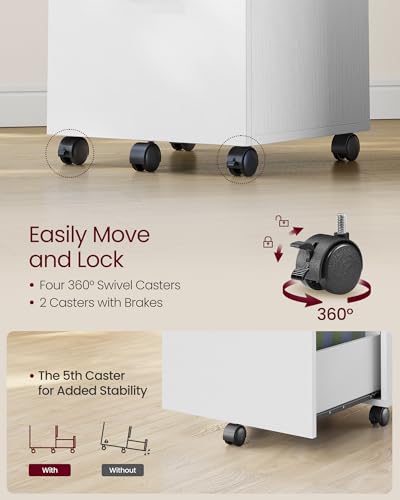 VASAGLE 2-Drawer File Cabinet, Small Rolling Filing Cabinet
