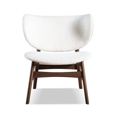 Furniture of America Lucian Mid-Century Modern Solid Wood 2 Piece Brown Round Side Table Set with Upholstered Chair, Easy Assembly, for Home, Office, Living Room, Walnut