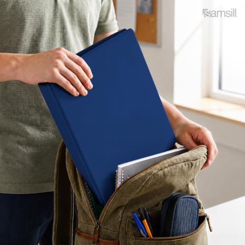 Samsill Durable 1 inch 3 Ring Binder, D Ring Binder, 100% Recycled Chipboard, Blue, 12 Pack