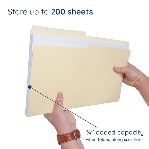Blue Summit Supplies 100 Legal Size Manila File Folders, 1/2 Cut Tab, 11pt